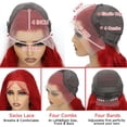 thumbnail image 4 of YQHWQ Human Hair Pre-Plucking 22 Inch HD Lace Front Wig 180 Red Lace Front Wig, 4 of 5