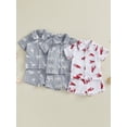 thumbnail image 3 of BemeyourBBs Toddler Baby Boy Summer Clothes Baby Boy Cotton 2 Piece Outfit Dinosaur Bus Lobster Print Short Sleeve Button Down Shirt with Elastic Waist Shorts Set Toddler Boys Summer Outfit, 3 of 9