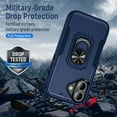 thumbnail image 6 of for iPhone 16 Case, Slim Fit Military Grade Drop Tested Dual Layer Shockproof Case with 360 Ring Holder Kickstand Protective Rugged Car Magnetic Non-Slip Phone Case,Blue, 6 of 10