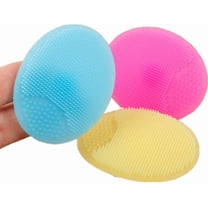 GIXUSIL Facial Cleansing Brush, Soft Silicone Face Scrubber,Facial Exfoliation Scrub for Massage Pore Cleansing Blackhead Removing Deep Scrubbing for All Kinds of Skins (3pcs)Blue/Pink/Yellow