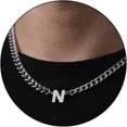 thumbnail image 2 of PAMTIER Initial Necklace for Mens Cuban Chain A-Z Letter Pendant Necklaces Stainless steel Anniversary Christmas Jewelry Silver N, 2 of 3