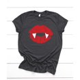 thumbnail image 2 of Trendy Vampire Lips T-Shirt for Women and Youth Girls Fall Halloween Graphic Tee Dark Gray Heather Shirt Adult 2XL, 2 of 4