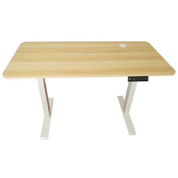Uncaged Ergonomics RUe-wm) Rise Up Essential ( Bureau Assis-Debout Électrique à Hauteur Réglable (Surface Naturelle/cadre Blanc)