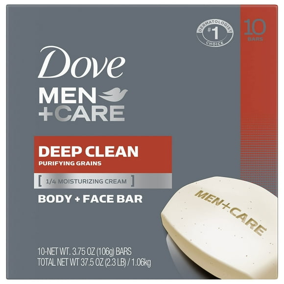 Dove Men+Care Men's Bar Soap More Moisturizing Than Bar Soap Deep Clean Soap Bar that Effectively Washes Away Bacteria Nourishes Your Skin 3.75 oz 10 Bars