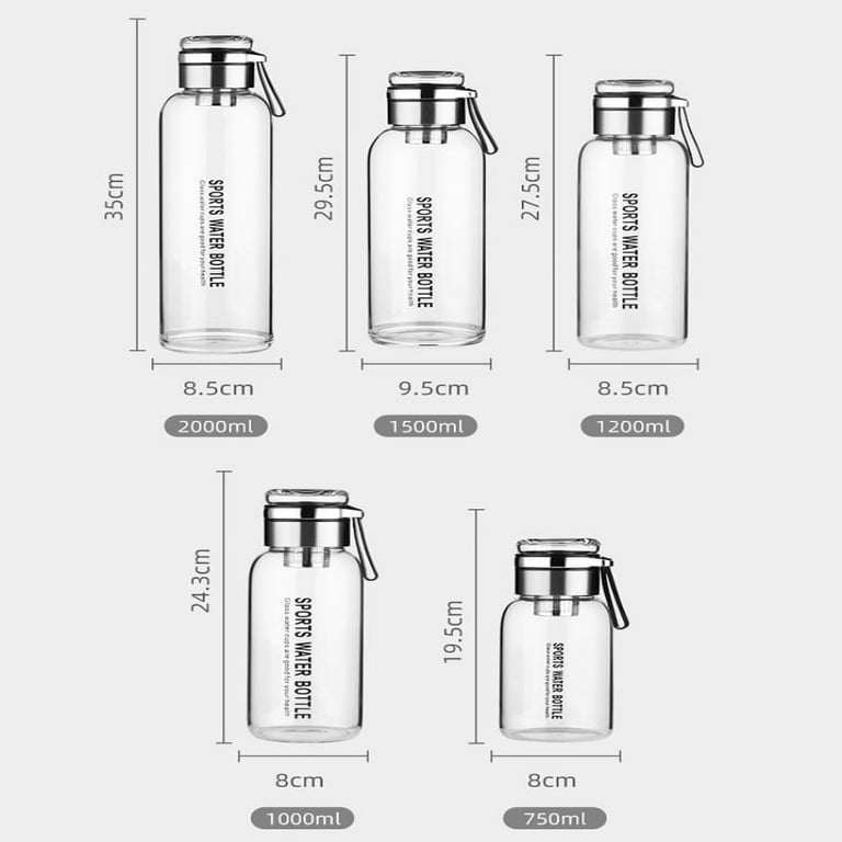 2L Large Capacity Glass Water Bottle Transparent Milk Juice Cup Outdoor  Portable Leakproof Drinkware Tea Water Glass Bottle 2L (1500ml,750-2000ml)  - Walmart.com