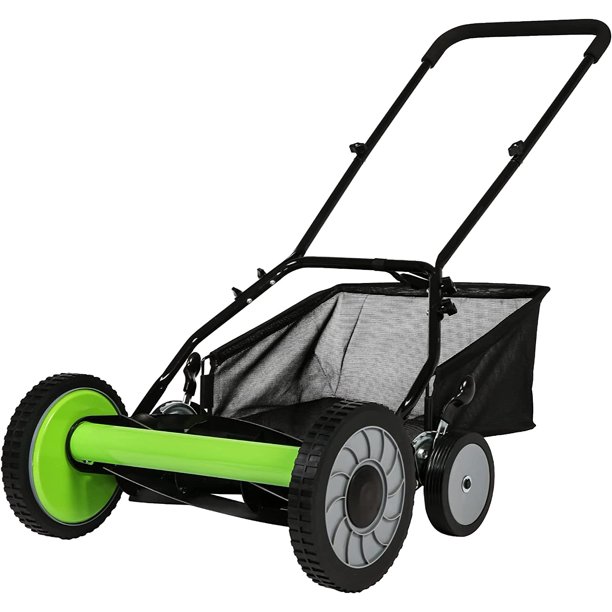 16inch Manual Reel Lawn Mower Adjustable 5Blade Push Lawn Mower with
