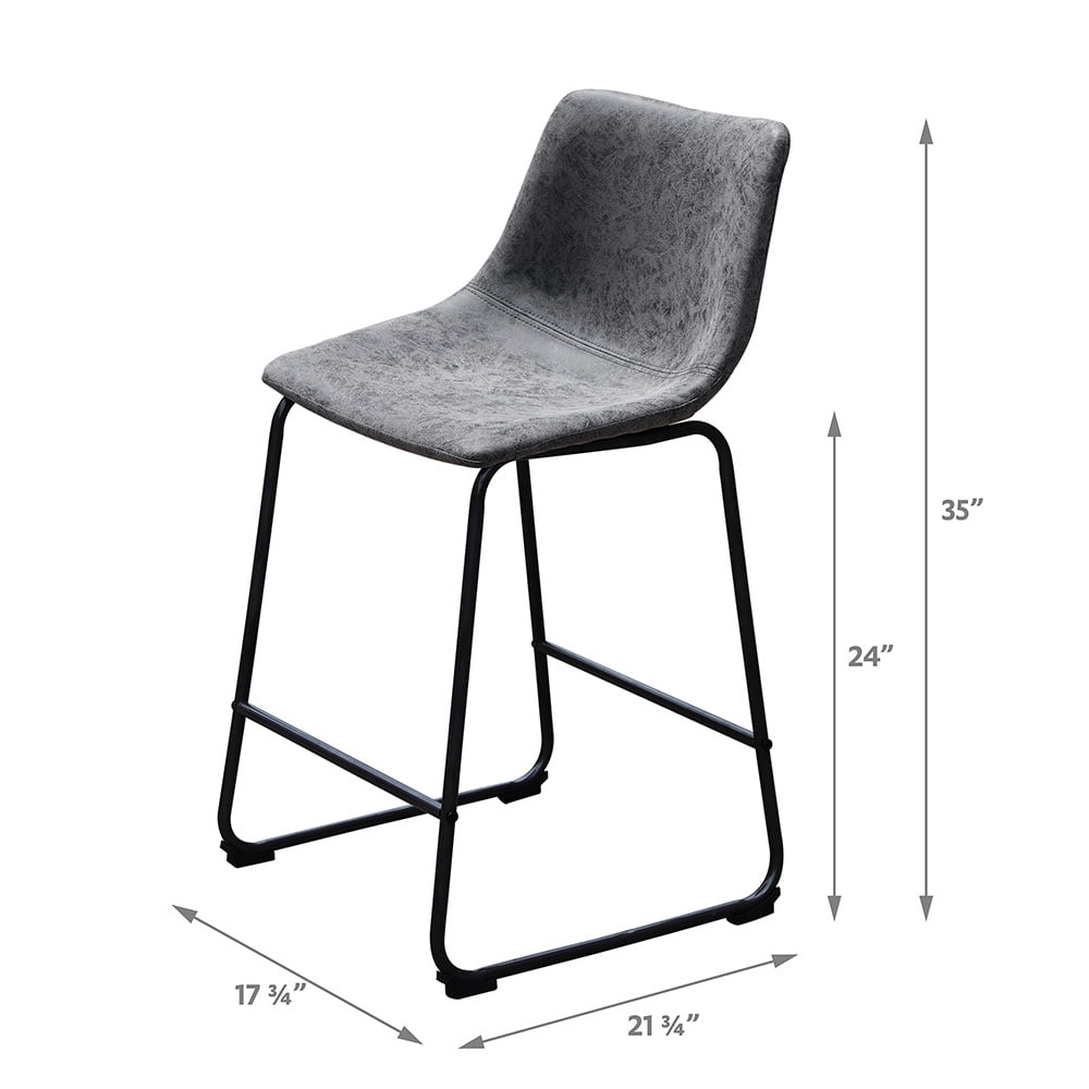 Abble 24" Bar Stool, Charcoal, Set of 2