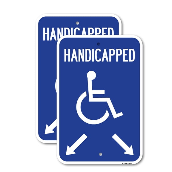 (2 Pack) Handicapped Parking with Double Arrows | 18" X 24" Heavy-Gauge Aluminum Sign | Rust Free Aluminum, Weather Resistant, Waterproof, Fade Resistant, 2 Pre-drilled Holes