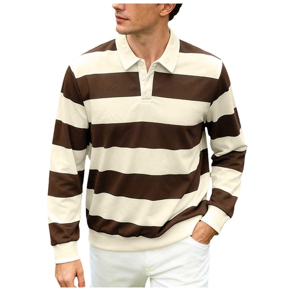 Ketyyh-chn99 Men's Knit Shirts Vintage Short Sleeve Button Down Shirt Men's Long Sleeved Loose Fitting Casual T Shirt With Buttons Size for M,Brown