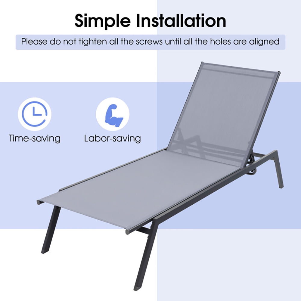 Aimee Lii Outdoor Adjustable Chaise Lounge Chair with Lay Flat Position and Quick-Drying Fabric, Patio Loungers Aimee Lii Outdoor Adjustable Chaise Lounge Chair with Lay Flat Position and Quick-Drying Fabric, Patio Loungers