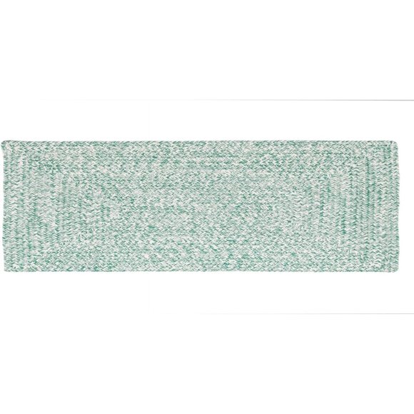 Super Area Rugs Farmhouse Braided Rug Cotton Kitchen Reversible Carpet Light Green & White, 2' X 6' Rectangle