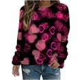 thumbnail image 2 of Jacenvly Sweatshirt for Women Clearance Crew Neck T Shirt Trendy Long Sleeve Shirt Comfortable Heart Printed Women'S Valentine'S Day Printed Blouse Casual Tunic Tops Multicolor, 2 of 5