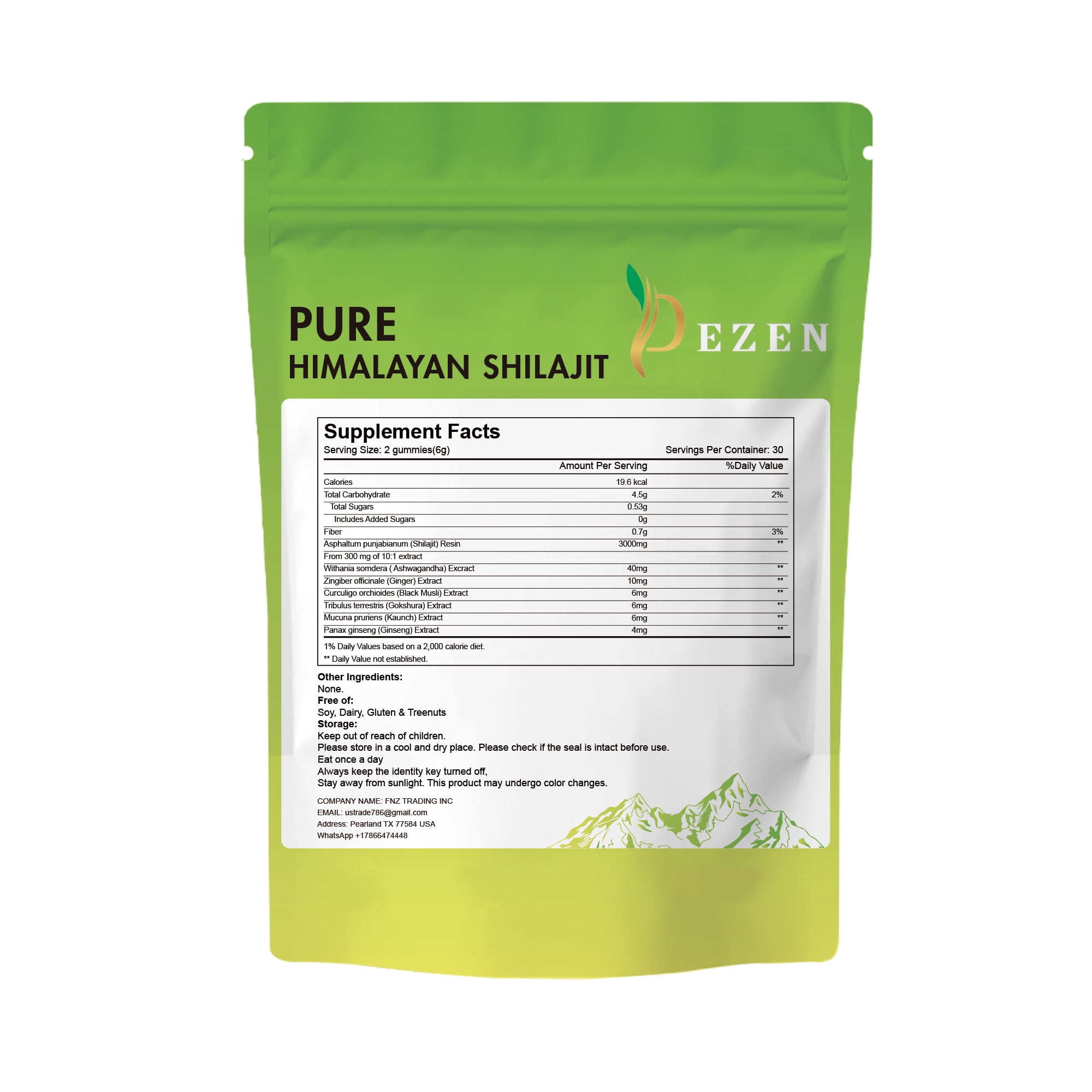 DEZEN Pure Himalayan Shilajit Gummies 3000mg with Ashwagandha 60 Count 180g Healthcare Supplement for Immunity Boost
