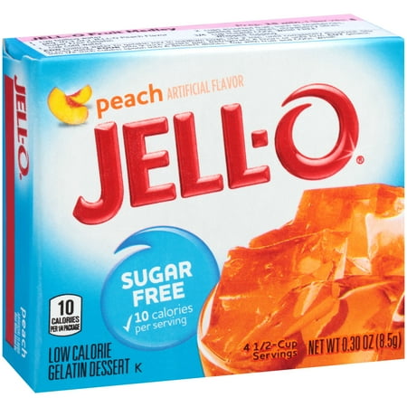 (4 pack) (4 Pack) Jell-O Peach Sugar Free Gelatin Mix, 0.3 oz Box