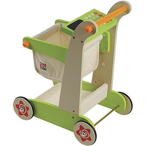 wooden kids shopping cart