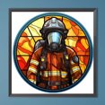 thumbnail image 1 of Pintura de diamante 5D DIY taladro redondo completo letrero redondo Kit de decoración de bombero 40x40cm, 1 of 9