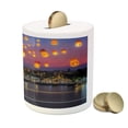 thumbnail image 3 of Lantern Piggy Bank, Wat Arun Building Thailand Bangkok Coastline People Wishing Positive Culture, Ceramic Coin Bank Money Box for Cash Saving, 3.6" X 3.2", Multicolor, by Ambesonne, 3 of 4