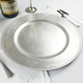 thumbnail image 3 of BalsaCircle 24 Silver 13" Crystal Beaded Acrylic Wooden Textured Round Charger Plates, 3 of 6