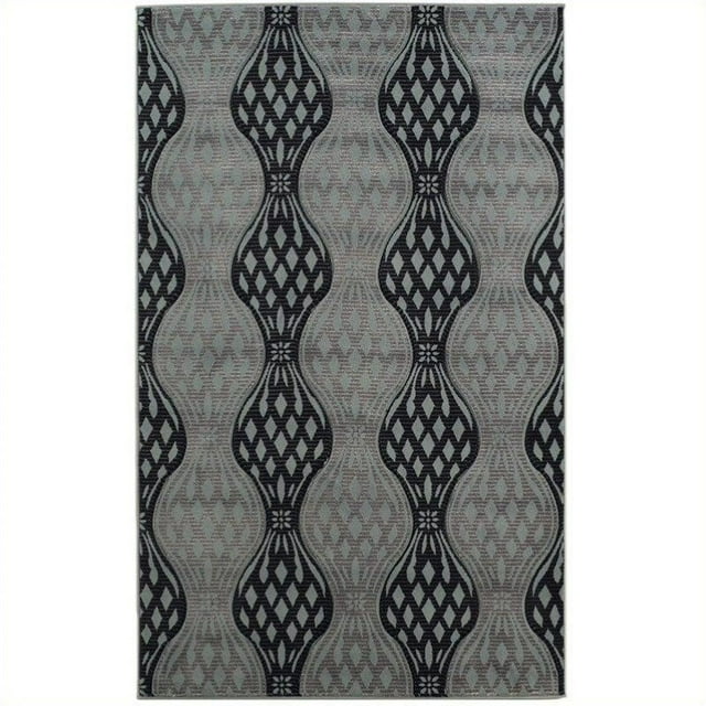 Linon Rugs Milan Rectangular Area Rug in Black and Turquoise-1'11" x 2'10"