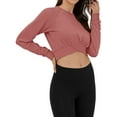 thumbnail image 2 of ADREAMLY Womens Crew Neck Activewear Tops Long Sleeve Workout Crop Tops Casual Loose T-Shirt, 2 of 6