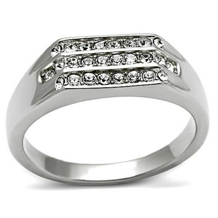 Men's .26 Ct Cubic Zirconia High Polished Stainless Steel 316 Ring Size 10