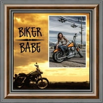 Classic Motorcycle "Biker Babe" Sunset with Personalized Picture Frame, 10X10 9772