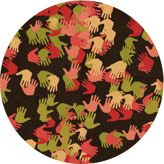 Ahgly Company Machine Washable Indoor Round Transitional Sedona Brown Area Rugs, 7' Round