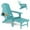 Aruba Blue, variant on 2PCS Folding Adirondack Chair with Retractable Ottoman, HDPE All-Weather Resistant Adjustable Backrest Adirondack Chair w/4 in 1 Cup Holder Trays, Wood Texture Grey