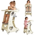 thumbnail image 1 of Taburete de Cocina 4 en 1, Torre de Aprendizaje Montessori con 2 Niveles de Ajuste de Altura, Cinturones De Seguridad Ajustable, Placa Giratoria de 240 °, Ruedas de 360 Grados, 80*51*42cm (Gris), 1 of 9