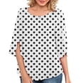 thumbnail image 2 of Camiseta de mujer con media manga dividida, doble capa, tipo suelto, Top de verano para el trabajo, uso diario, 2 of 6