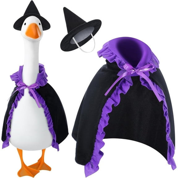 SUORE Witch Goose Outfit Halloween Costume for Lawn Decor, Cute Porch Goose Clothes for Outdoor Garden Yard Patio Cement Statue Art