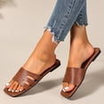 thumbnail image 3 of Xucatan Women's Square Toe Slide Sandals, Faux Leather Flat Slippers with Thin Sole, Open Toe Casual Summer Shoes, Versatile Everyday Beach Footwear Gift, 3 of 9