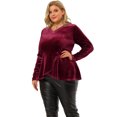 thumbnail image 4 of Tops de terciopelo peplum de manlarcon cuello en V y dobladillo de tulipán de talgrande pamujer borgo2X, 4 of 7