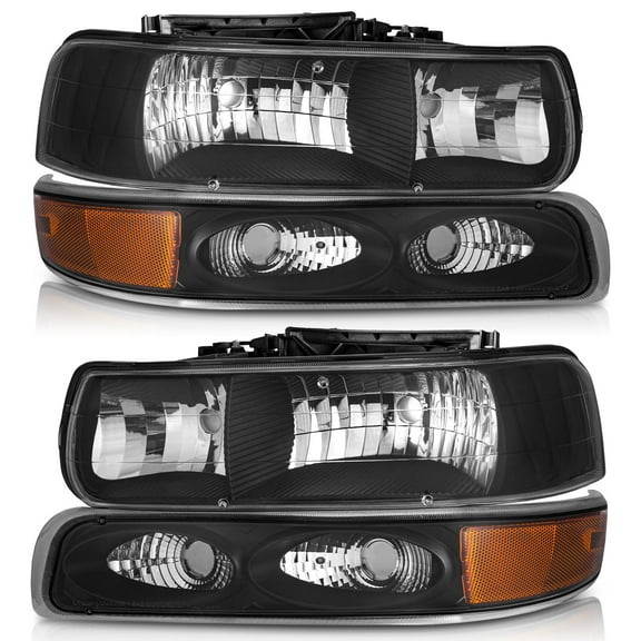 WEELMOTO headlights for 99-02 Chevy Silverado 1500 2500; for 01-02 Silverado 1500HD/2500HD/3500HD etc Headlights Bumper Parking Turn Signal Marker Light 4PCS