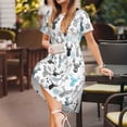 thumbnail image 3 of Balery Winter Art Blue and Black Moose Pattern Womens Dresses Loose Short sleeve Sundresses Swimsuit Coverup 2025 Summer Casual Dress for Women - A-Line Swing Dress, 3 of 6