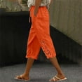 thumbnail image 7 of Uqiangy Cotton Linen Capris For Women Summer Pants For Women 2025 Pants For Summer Women Light Weight Pants For Womens Seersucker Pants Capri Linen Pants For Women Linen Pants For Women Orange L, 7 of 7