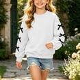 thumbnail image 7 of jobturf Girls Crewneck Sweatshirt Cute Black Bow Decor Long Sleeve Pullover Tops Holiday Party Fleece&nbsp;Lined Sweatshirts for Kids 110, 7 of 7