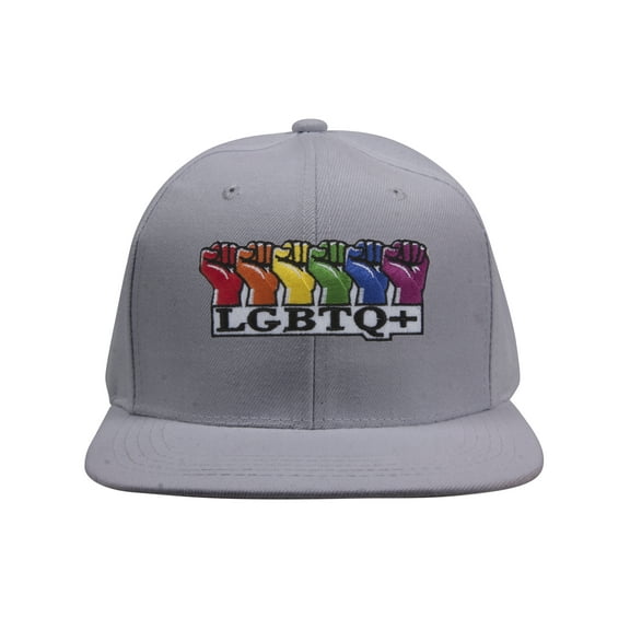 Gravity Threads LGBTQ  Rainbow Fists Pride Patch Snapback Cap - Grey