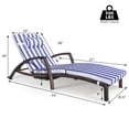 thumbnail image 3 of zzw Wicker Outdoor Chaise Lounge with Adjustable Back, Cup Holder and Thick Cushion, Brown Blue White, 3 of 8