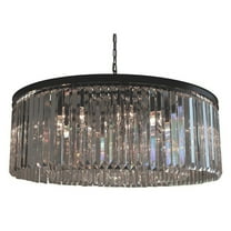 ChandelierCrystalLights 12-Light Round Clear Glass Fringe Crystal Prism Chandelier, Smoke Glass - Black