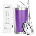 thumbnail image 1 of Vaso Térmico de Acero Inoxidable, Easytao Taza Termica Frio y Caliente para Café con Tapa y Popote, Cepillo de limpieza, Termo Infusor de Vacío Doble para Hombre, Mujer, Regalo, (20oz/590ml,Morado), 1 of 3