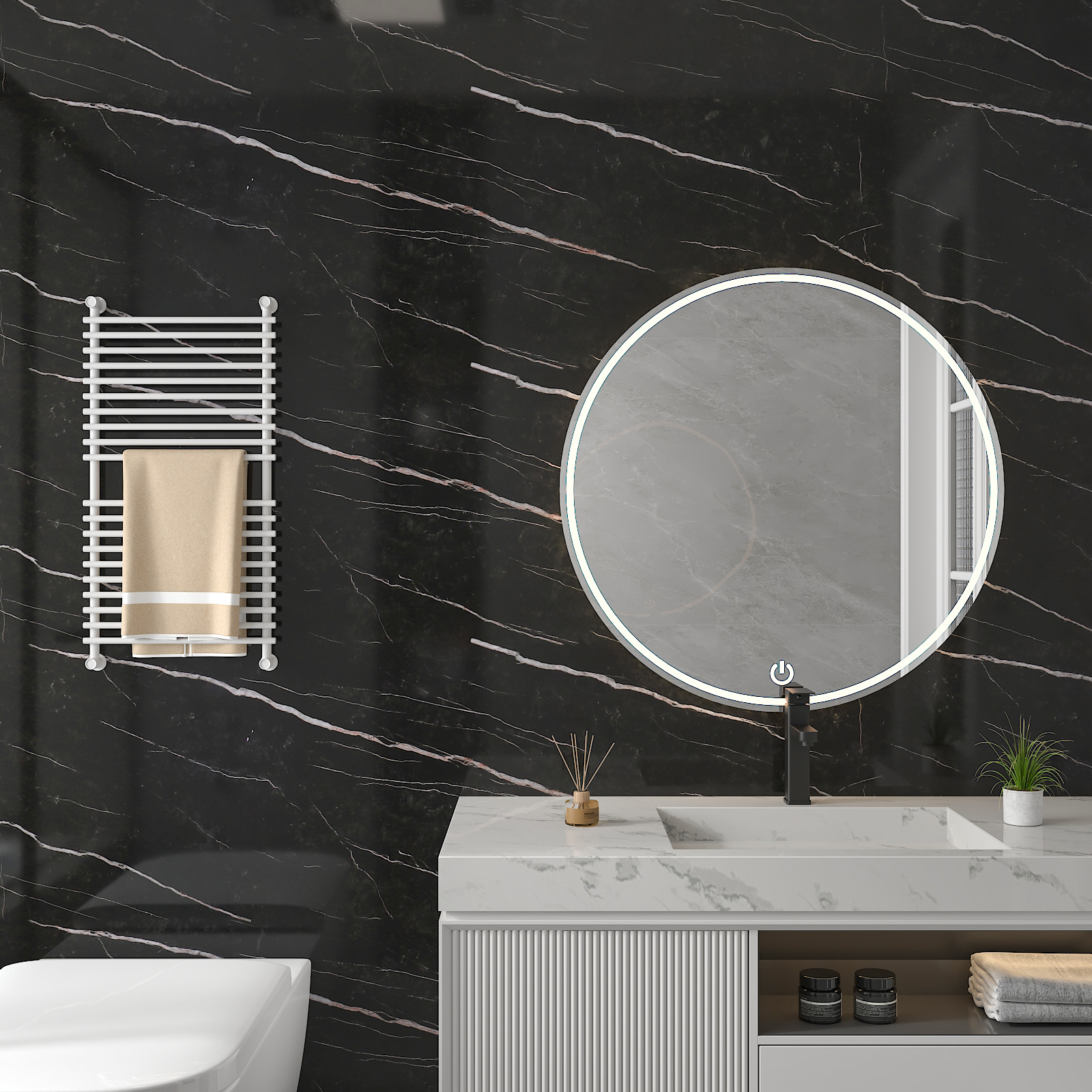 CHIHUT Light Black Marble Contact Paper for Countertop Waterproof Peel and Stick Marble Wallpaper for Bathroom Glossy Wall Paper Self Adhesive Removable Vinyl Roll for Kitchen Cabinet 12"x100"