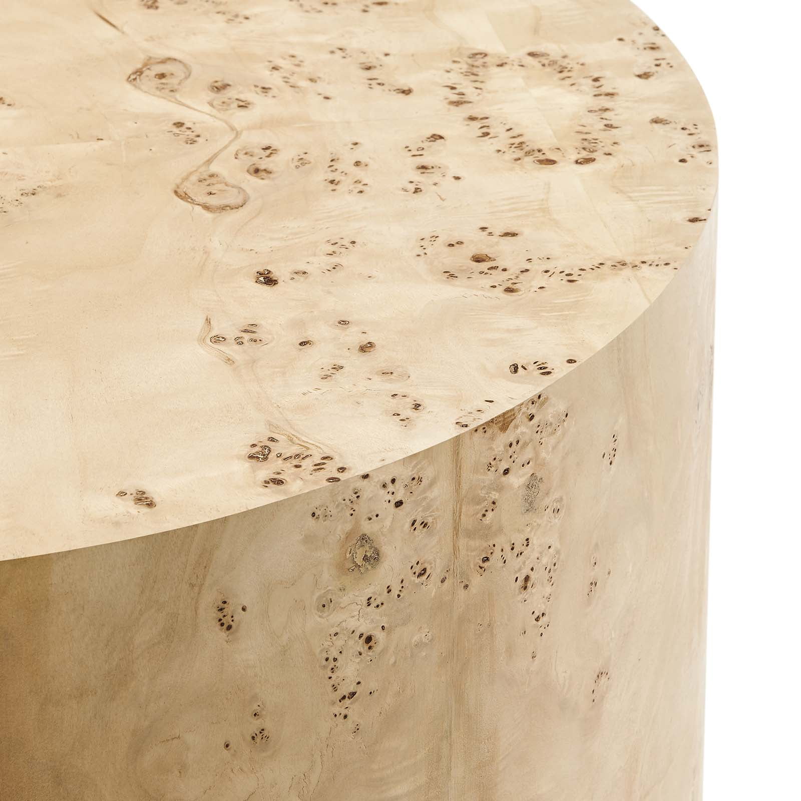 Modway Cosmos 35" Round Modern Burl Wood Coffee Table in Natural