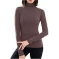 thumbnail image 2 of Craaazy Womens Shirts Long Sleeve Soild Turtleneck Pullover Soft Thermal Tops Gifts For Women, 2 of 4