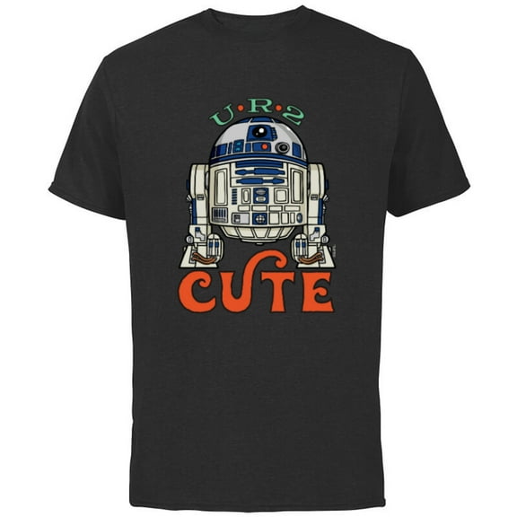 Star Wars R2-D2 Artoo-Deetoo Droid U-R-2 CUTE - Short Sleeve Cotton T-Shirt for Adults - Customized-Black