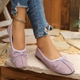 thumbnail image 6 of Abomasnow Womens Flock Bow Decor Square Toe Slip‑On Ballet Flat Shoes Casual Lightweight Going Out Shoes, 6 of 9