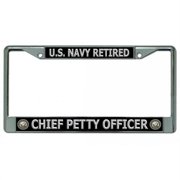 LICENSE PLATES ONLINE 212 Main LPO5011 6 x 12 in. U.S. Navy Retired Chief Petty Officer Chrome License Plate Frame