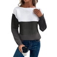 thumbnail image 2 of Women's Fashion Long Sleeve Color-Blocking Pullover Knitted Sweater, Modern and Warm, Perfect for Urban Style and Winter Activities,Black,L, 2 of 5