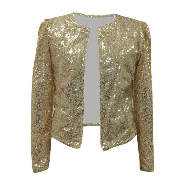 Outfmvch cardigan for women Casual Fashion Urban Sequin Sequins Sparkling Cardigan Jacket womens tops Gold