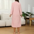 thumbnail image 5 of CHUMUD Women Robes Zipper Fleece Bathrobe Long Sleeve Loose Pajamas Plush Warm House Coat Lounger Cute Lightweight Gown, 5 of 6